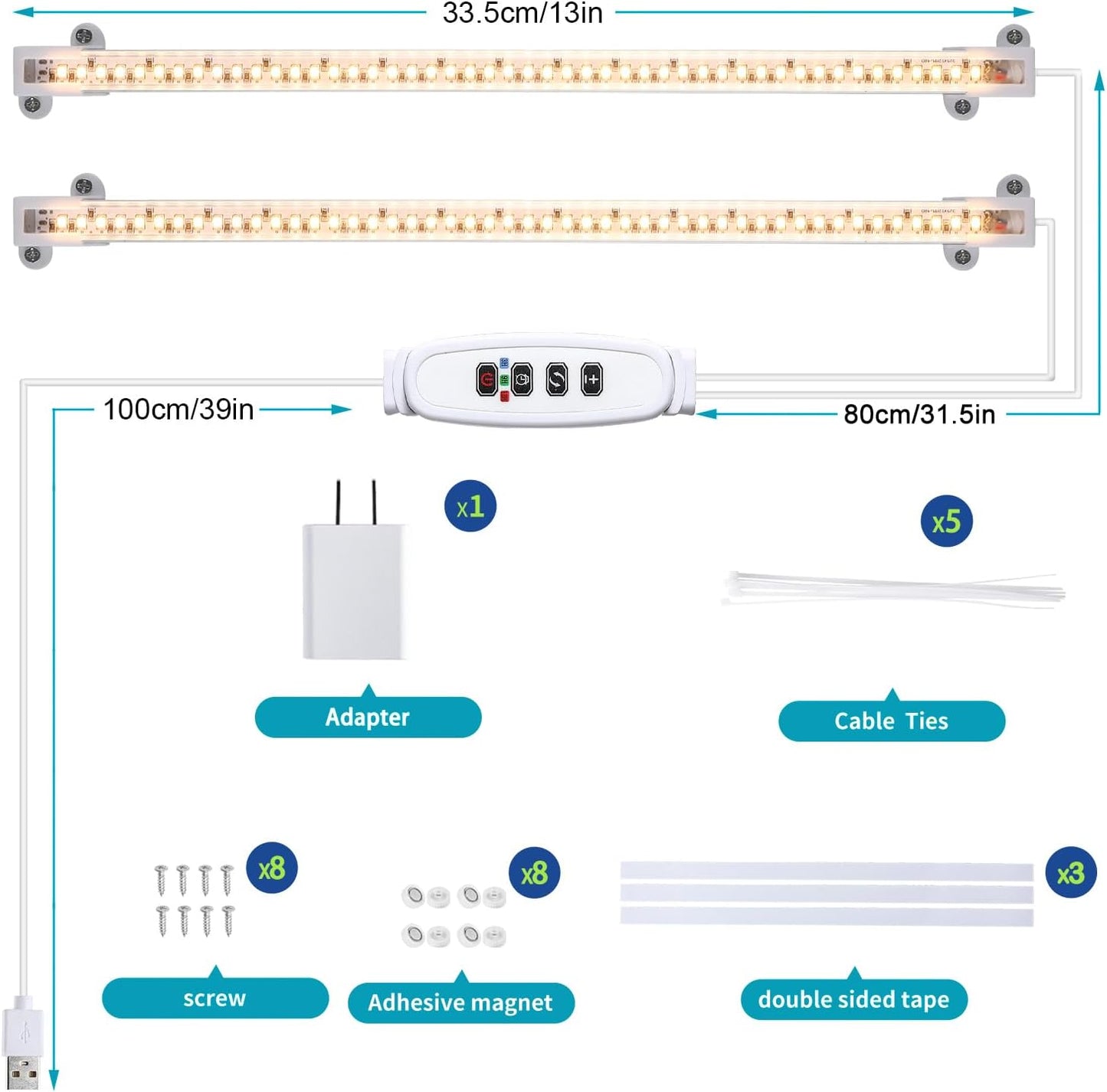 96-inch power cord and 5v dc low-voltage operation for flexible, safe placement
