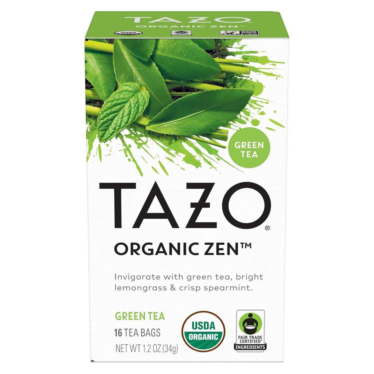 TAZO Organic Zen Green Tea Bags – Stress-Relief Herbal Blend for Bath Time Meditation Corner