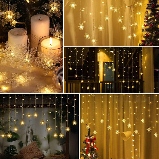 LED Curtain Lights, Snowflake Window String Lights, Thoughtful Birthday Gift for Mom and Women, 8 Modes Plug-in Decor for Bedroom and Holiday