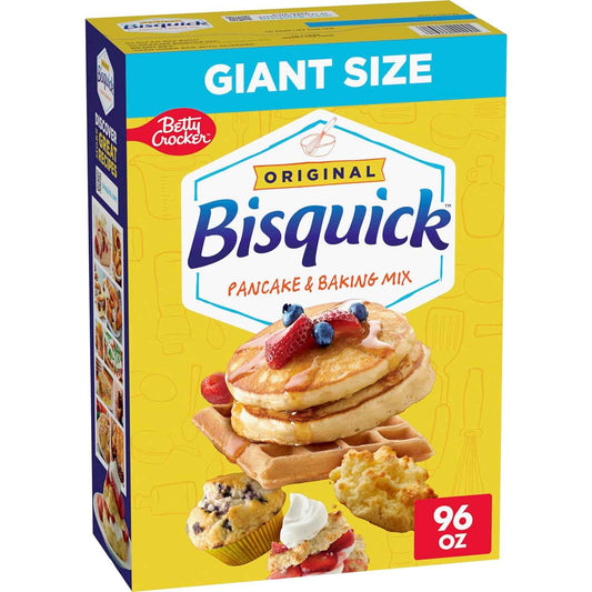 Betty Crocker Bisquick Original Baking Mix – Portable Pancake Batter for Camping and Outdoor Cooking, 96 oz