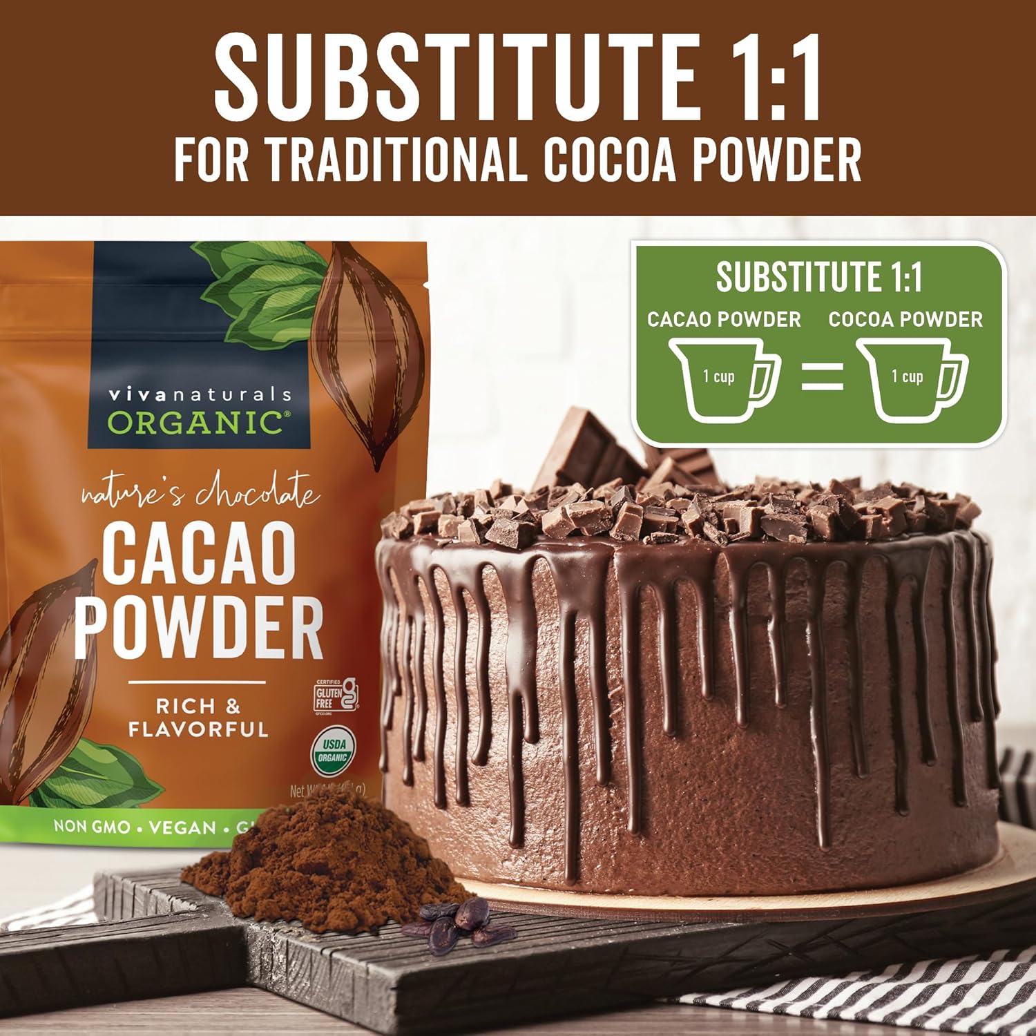Viva_Naturals_Organic_Cacao_Powder,_1lb_-_Unsweetened_Cacao_Powder_With_Rich_Dark_Chocolate_Flavor,_Non-GMO,_Certified_Vegan_&_Gluten-Free,_454_g