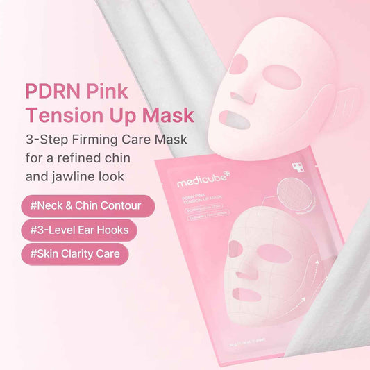 medicube PDRN Pink Tension Up Mask – Calming V-Line Self-Care Ritual for Bathroom Wind-Down Evenings