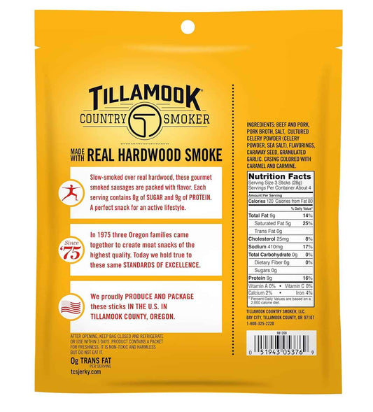 Tillamook Country Smoker Zero Sugar Sausage Sticks – Low-Carb Afternoon Snack for Mindful Eating and Appetite Control, 10 oz Bag