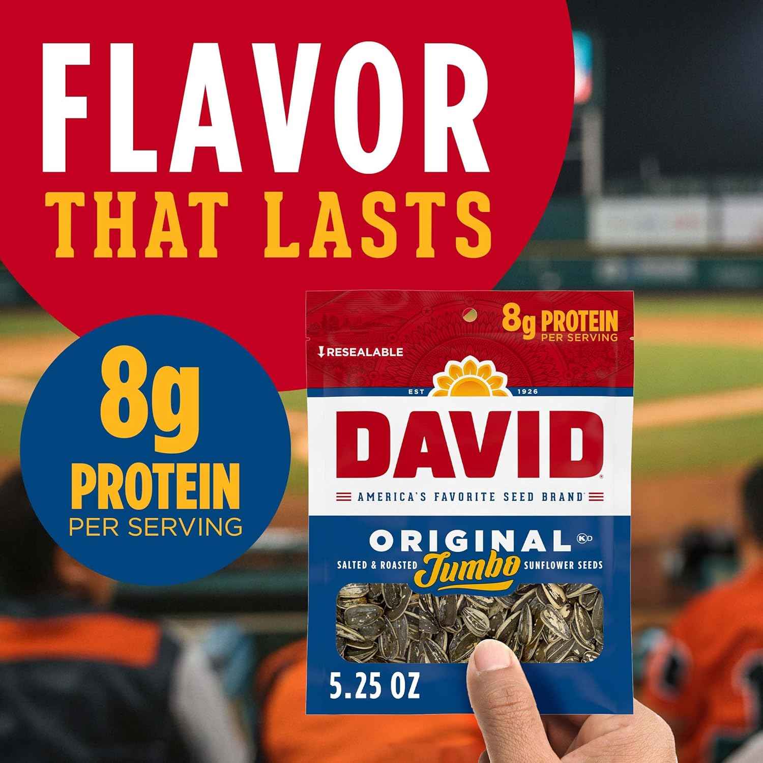 DAVID Sunflower Seeds 5.25 oz Pouch – Mineral-Rich Snack for Active Lifestyles