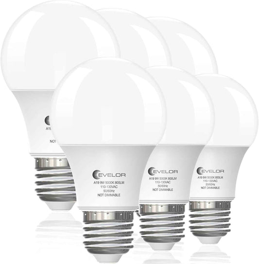 LUXRITE A19 LED Bulb Shatter-Resistant – Safer Lighting for Homes with Kids and Pets, 9W 5000K Daylight 4-Pack