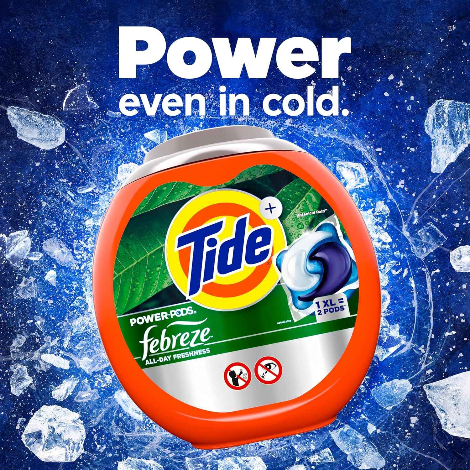 Tide Power Pods with Febreze Laundry Detergent Pacs, 45 Count, Botanical Rain Scent, All-Day Freshness