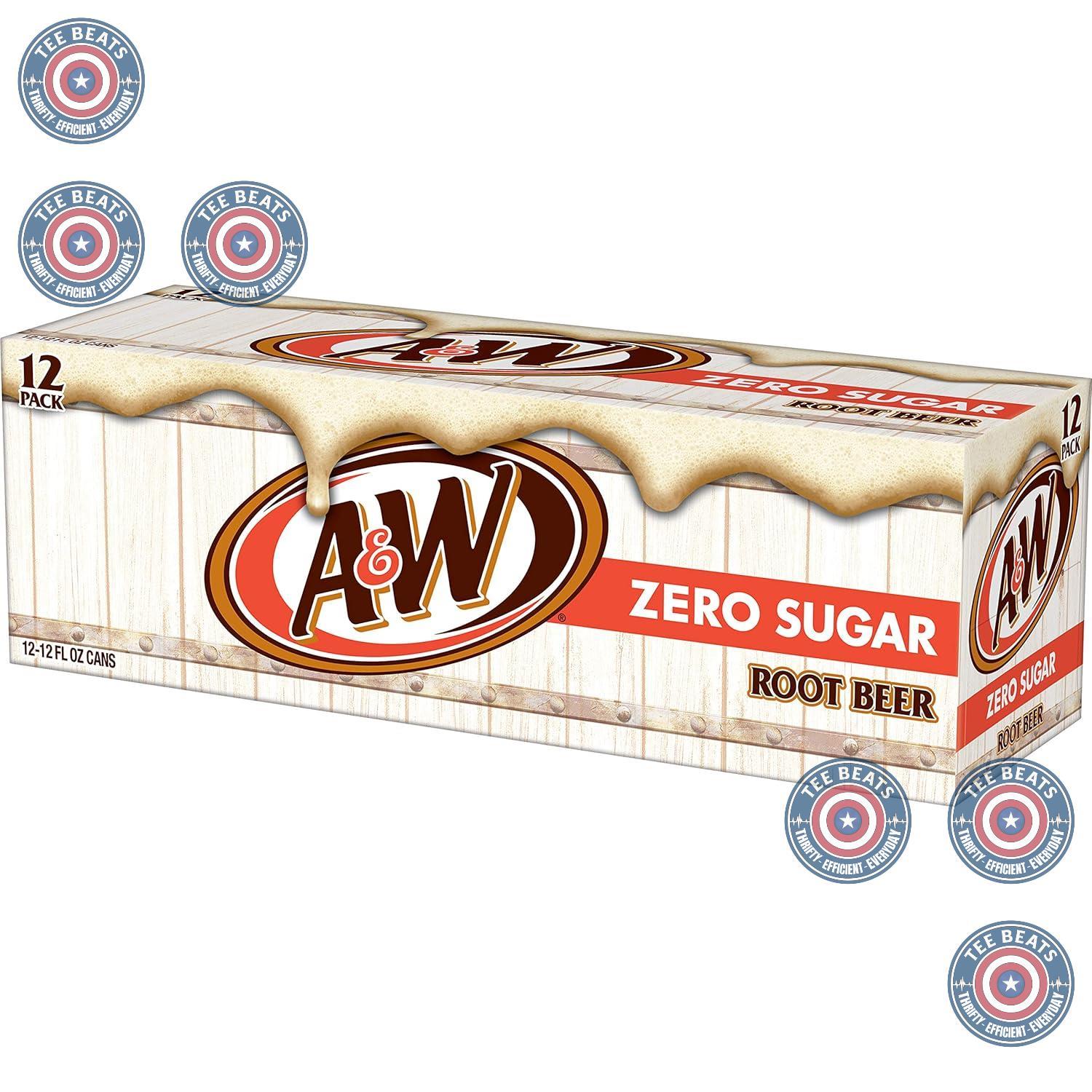 A&W Zero Sugar Root Beer Soda, 12 fl oz cans (12 pack) – Kid-Friendly Root Beer for Lunchboxes, Playdates, and Afternoon Snacks