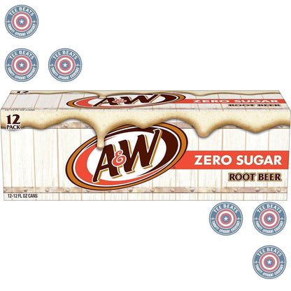 A&W Zero Sugar Root Beer Soda, 12 fl oz cans (12 pack) – Kid-Friendly Root Beer for Lunchboxes, Playdates, and Afternoon Snacks