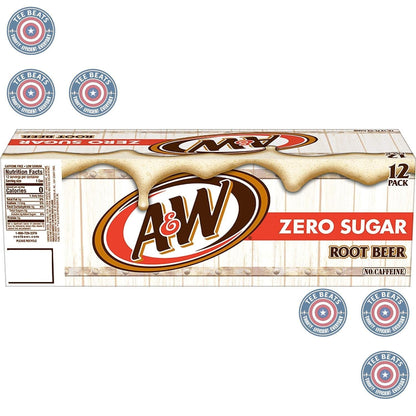 A&W Zero Sugar Root Beer Soda, 12 fl oz cans (12 pack) – Kid-Friendly Root Beer for Lunchboxes, Playdates, and Afternoon Snacks