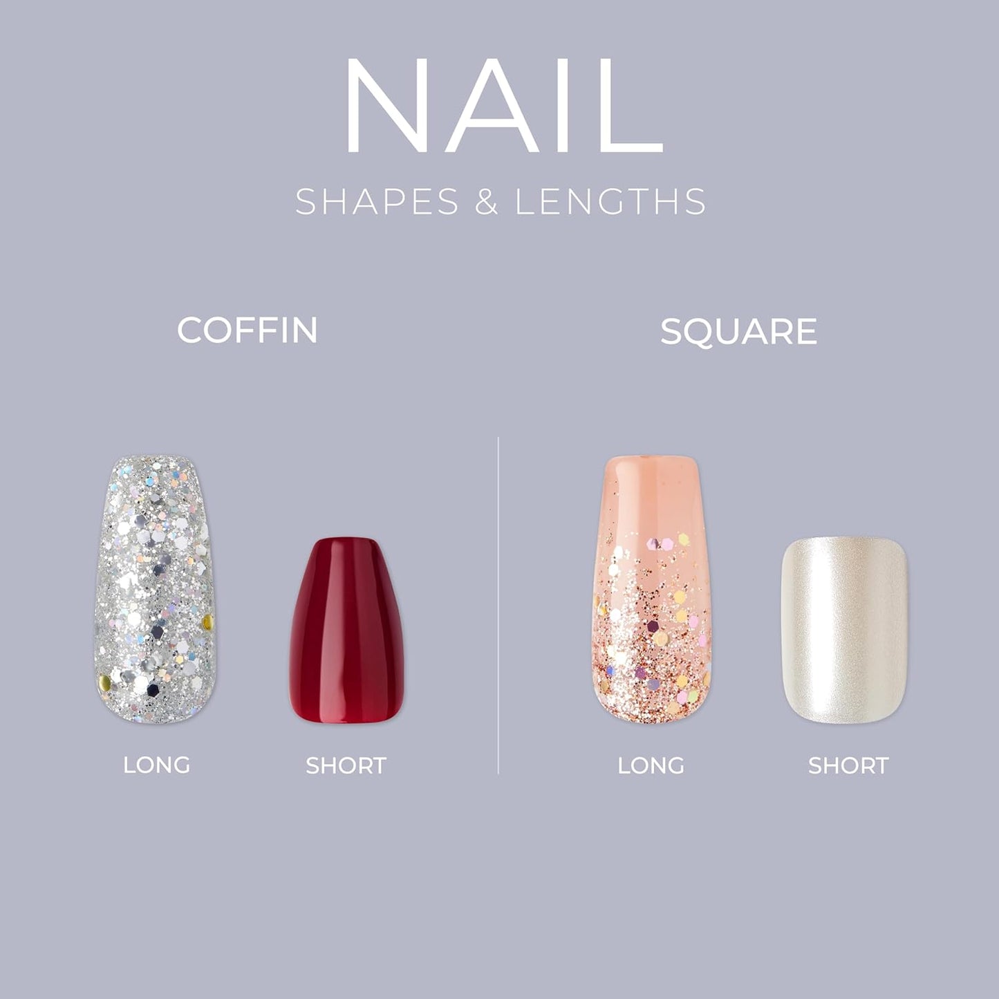 KISS_Gel_Fantasy_Press_On_Nails,_Nail_glue_included,_Aim_High',_Short_Size,_Squoval_Shape,_Includes_28_Nails,_2g_Glue,_1_Manicure_Stick,_1_Mini_File,_1_Adhesive_Tab_Nail_Art_Nail_Care