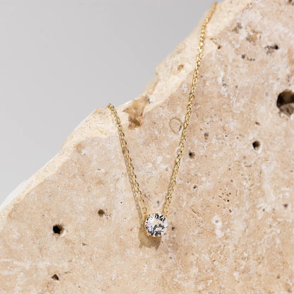 PAVOI_14K_Gold_Plated_Crystal_Solitaire_1.5_Carat_(7.3mm)_CZ_Dainty_Choker_Necklace_|_Gold_Necklaces_for_Women