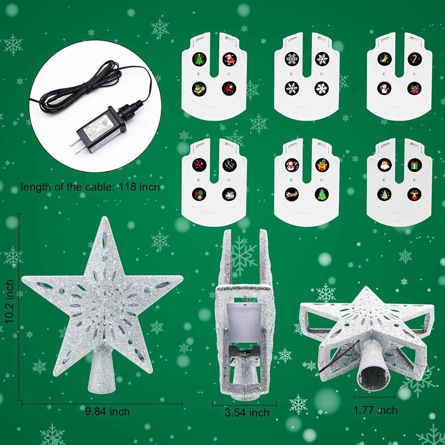 [Brand Name] Star Tree Topper with Built-In Projector – Cozy Bedroom Holiday Decor with 6 Ambient Light Modes
