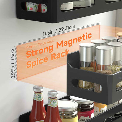 4 Pack Magnetic Spice Rack for Refrigerator – At-a-Glance Spice Storage for Faster Home Cooking, Fridge Door Organizer