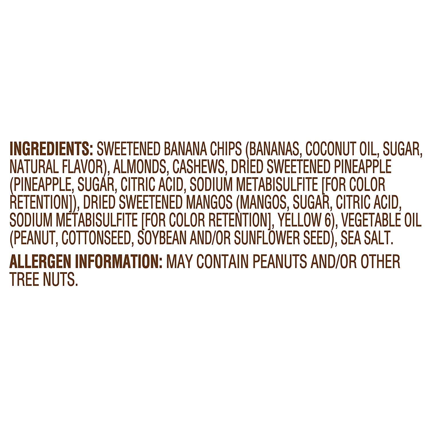 Snack_Tropical_Trail_Mix,_3.5_Ounces,_Banana/Chocolate_Chips,_Almonds,_Cashews,_Dried_Sweetened_Pineapple_and_Mango