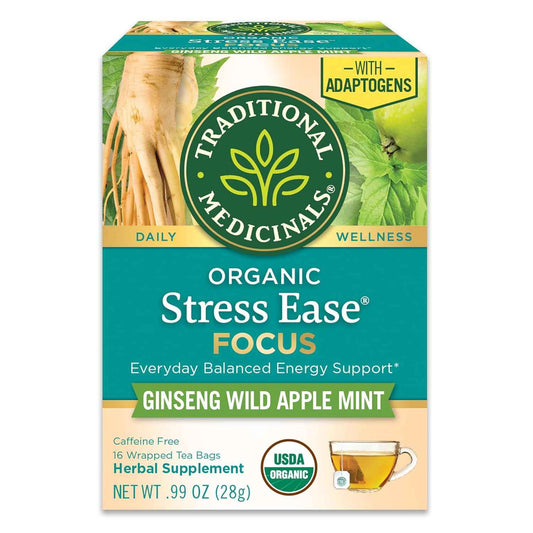 Traditional Medicinals Stress Ease Focus Tea – Thoughtful Wellness Gift for Stressed Friends and Coworkers, 16 Bags