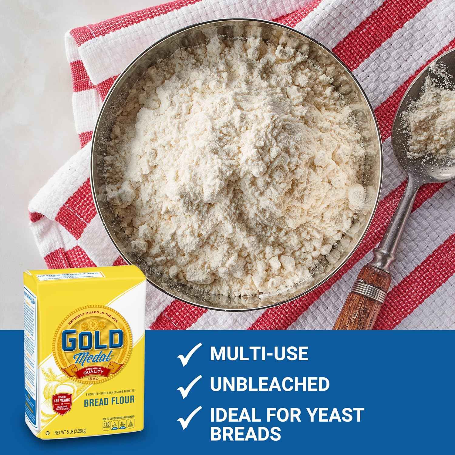 Gold Medal Bread Flour for Clutter-Free Pantries, One Versatile Bag of Flour for Bread, Pizza, and Sourdough