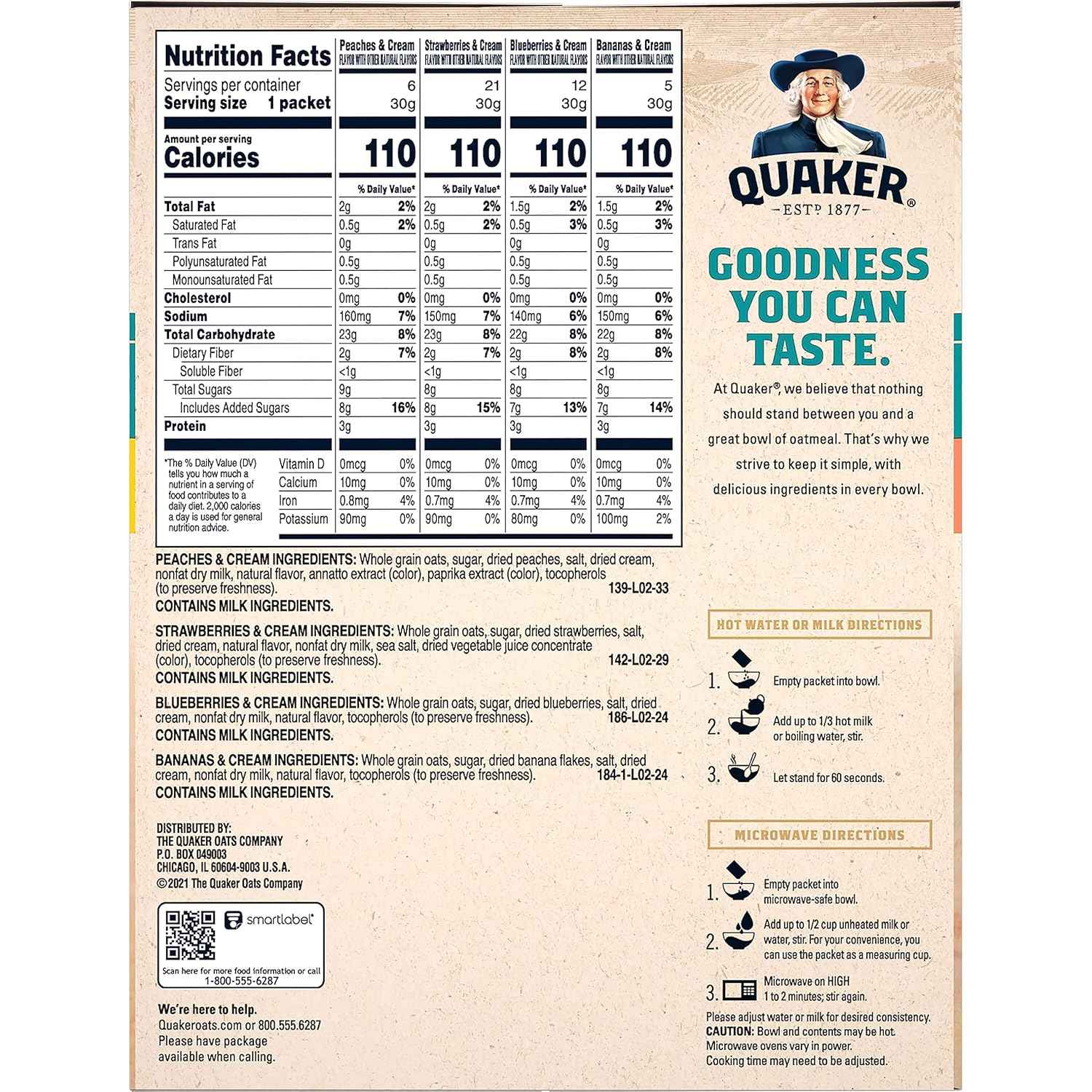 Quaker Immunity Instant Oatmeal – Workplace Breakroom Commuter Bag Meal, 3 Flavor Variety Pack Ready in Under Two Minutes