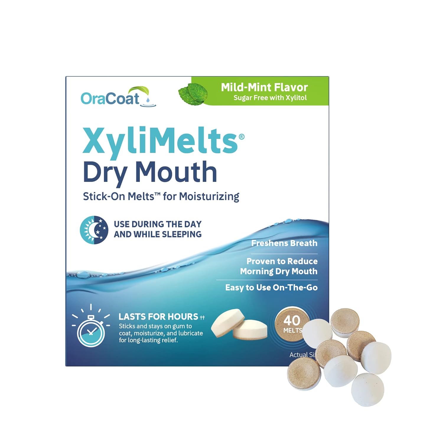 adhering disc technology that sticks to gums or teeth for hands-free delivery
