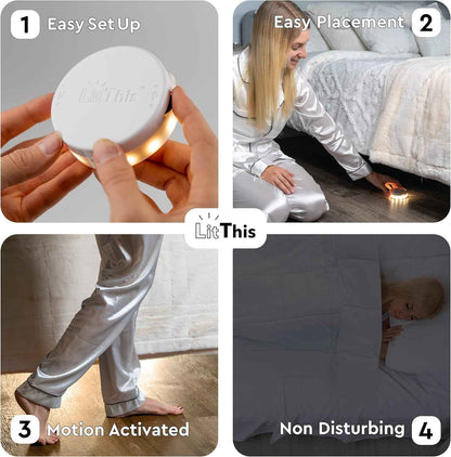 LuminAura Conceal Motion Light – Compact 3x3 LED for Intentional Minimalist Bedrooms