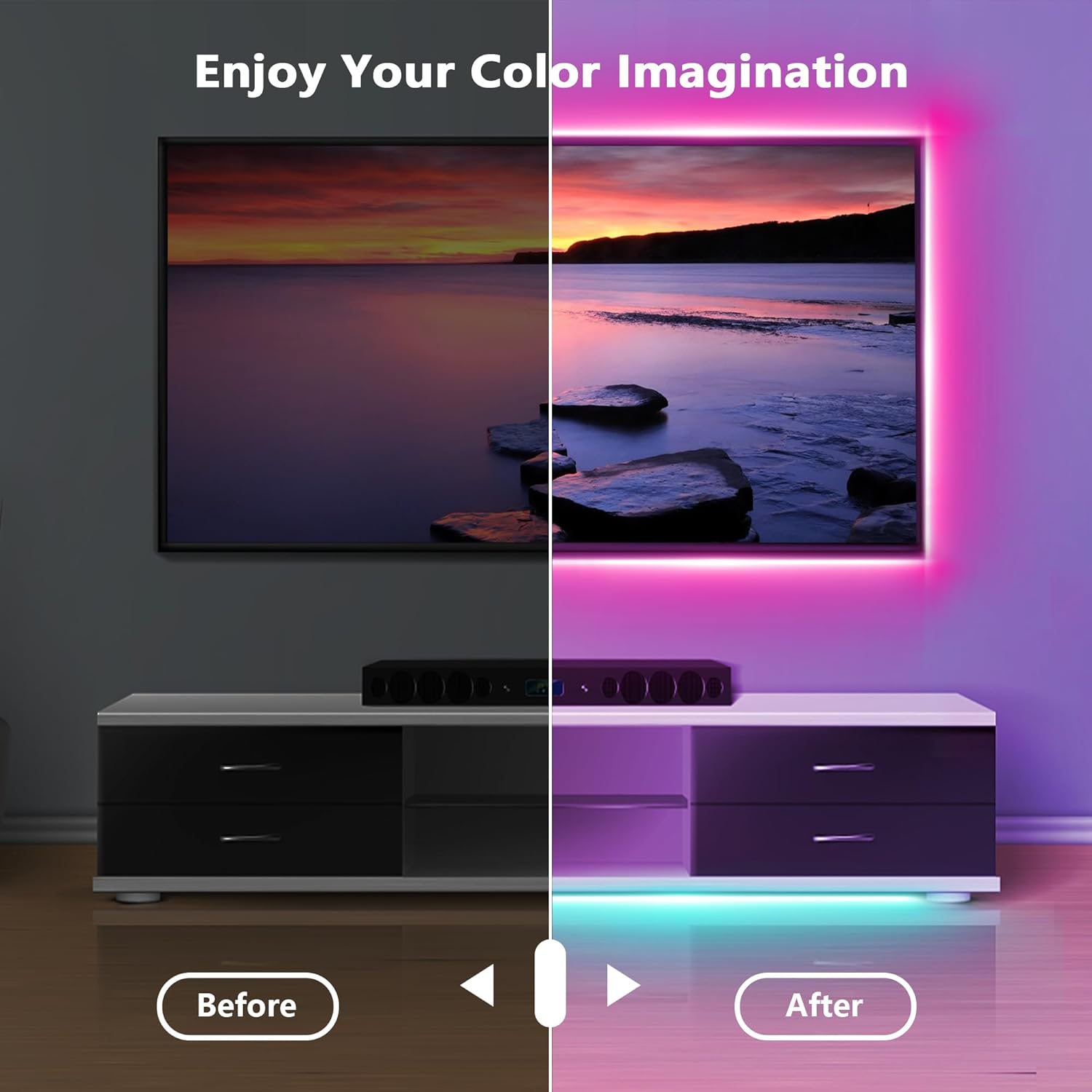 adjustable brightness from 1% to 100% via app, 20%-100% via remote