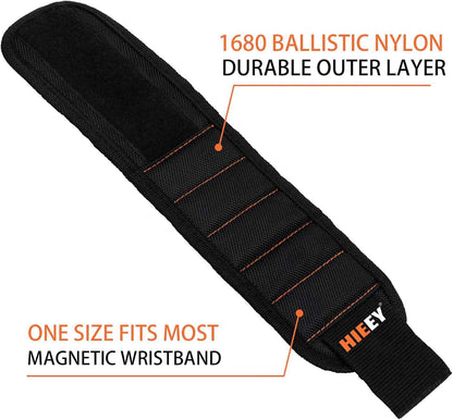 HIEEY 2 Pieces Magnetic Wristband for Holding Screws and Nails – Drop-Free Repair Band for Overhead Work, Reduces Reaching Into Tight Risky Spaces