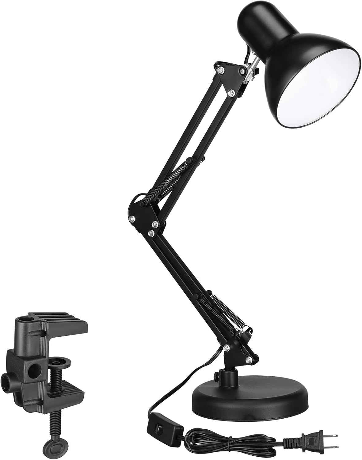 TORCHSTAR Metal Desk Lamp with Clamp – Simple Swing Arm Light for Uncluttered Workstations and Small Spaces