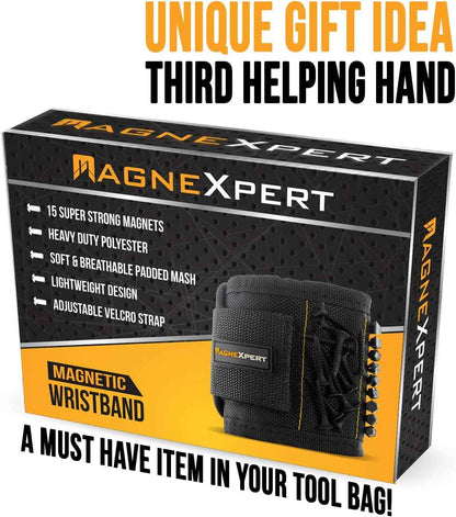 Magnelex Magnetic Wristband – Practical Birthday Gift for Dad, Handyman Father and Boyfriend with 15 Strong Magnets