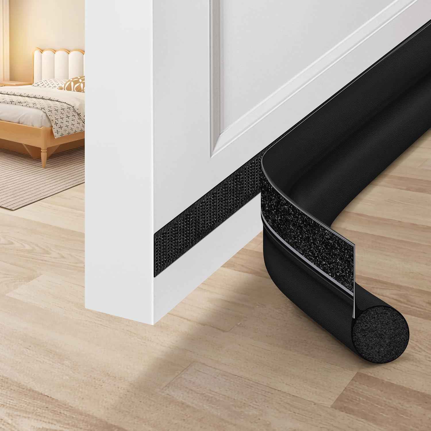 MAXTID Door Draft Stopper 36 Inch Black Adjustable Door Draft Blocker Front Door Draft Guard for Bottom of Doors Weather Stripping Door Seal Strip