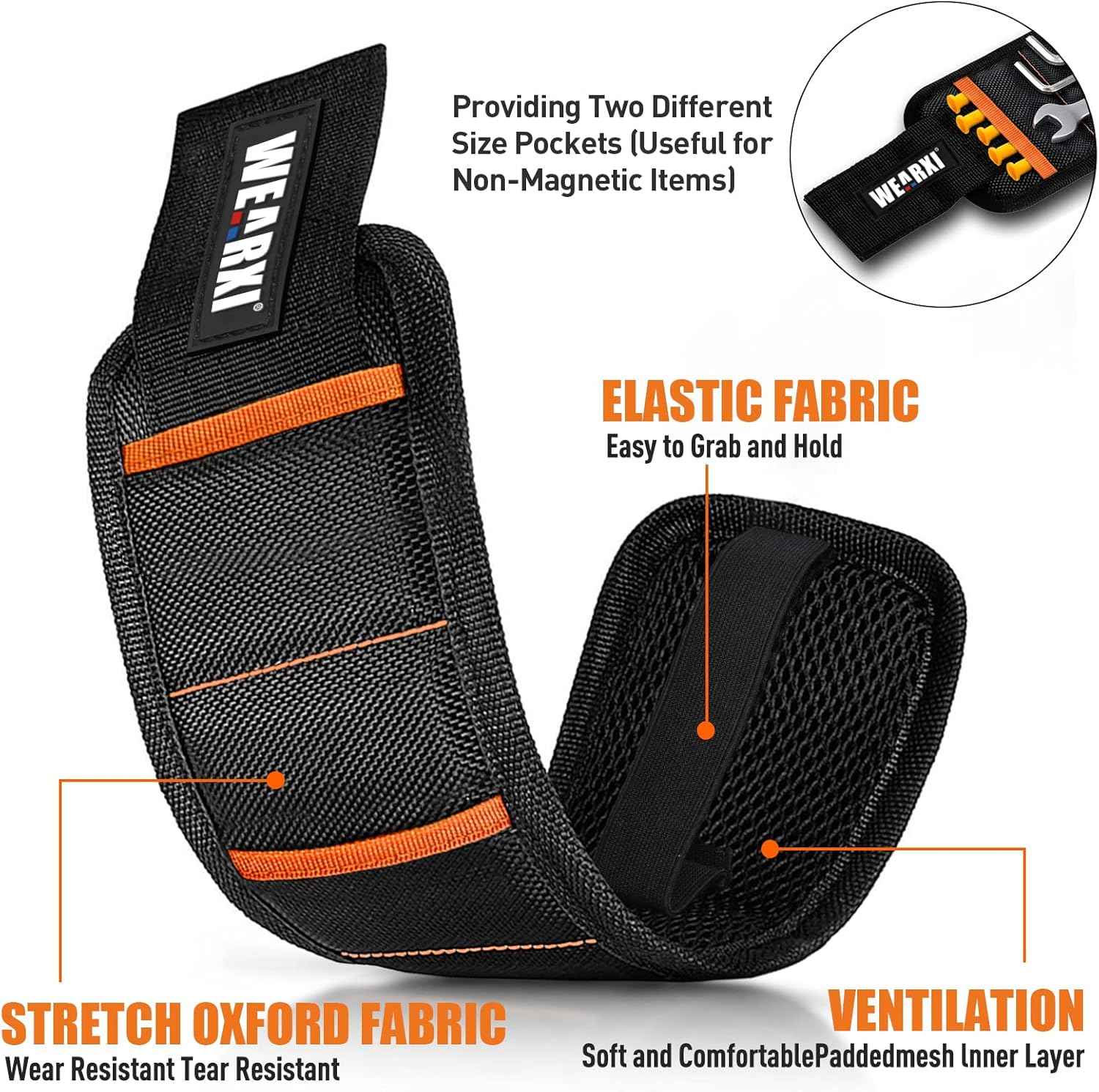 WEARXI Magnetic Wristband Tool – Outdoor Deck Repair and Fencing Accessory, Holds Screws and Nails on the Jobsite