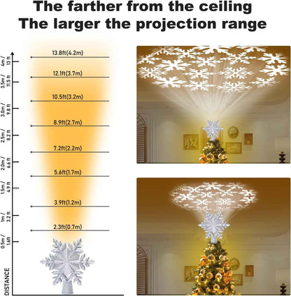 HOLIDAY MAGIC Glitter Lighted Tree Topper – Cozy Holiday Aesthetic for Family Room and Front Window Display