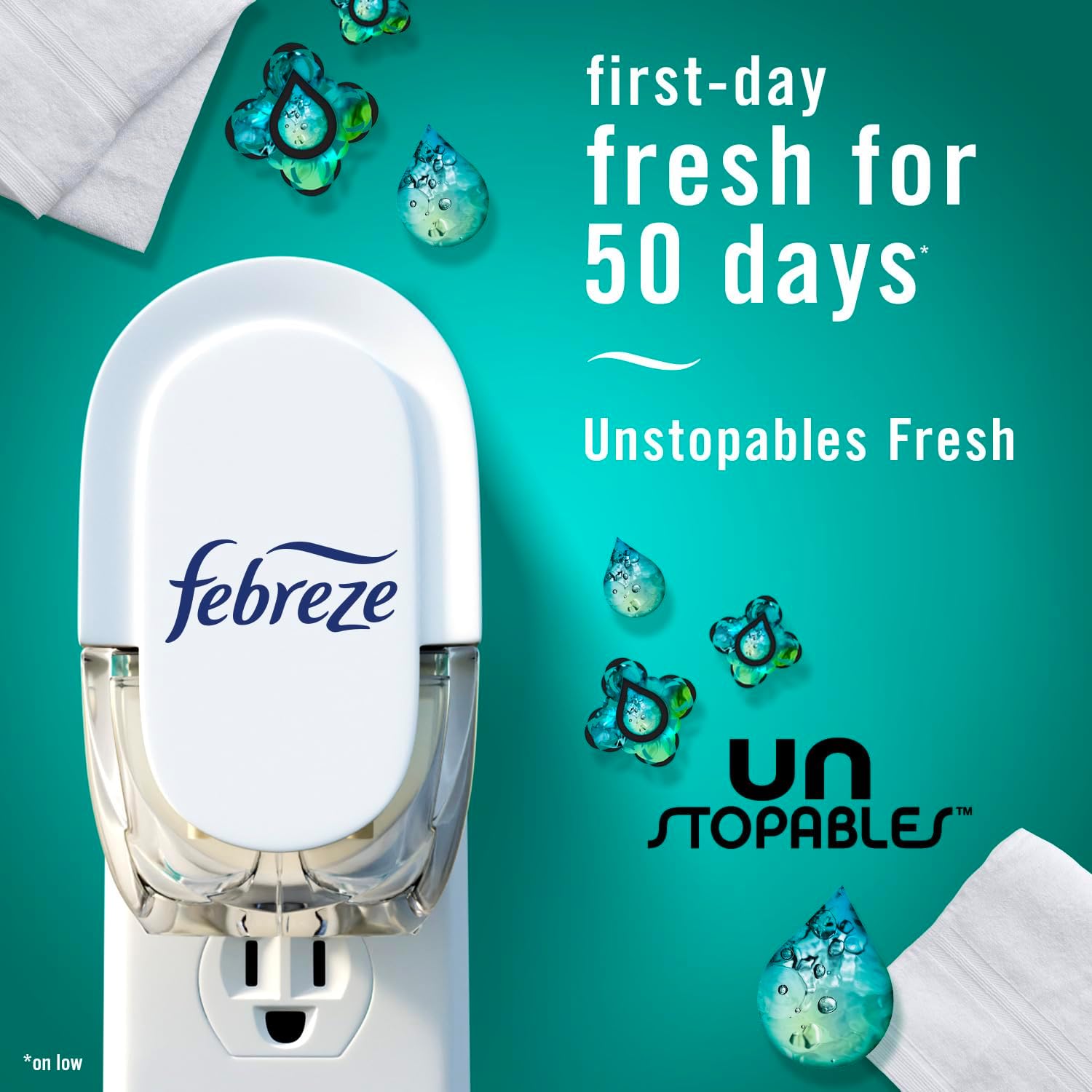 Febreze Fade Defy PLUG Refill – Effortless Home Freshness, 3-Pack Unstopables Oil for Uncluttered Apartments