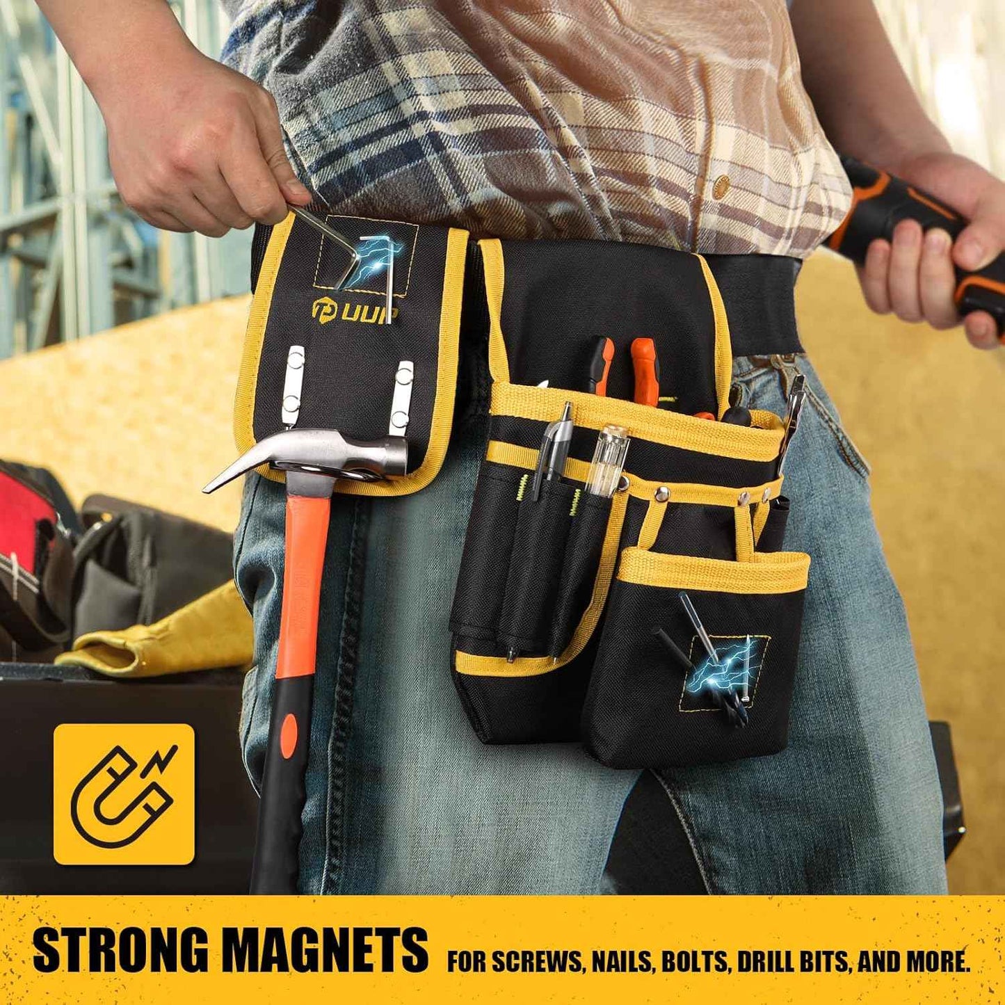 UUP Magnetic Tool Belt for Men – Thoughtful Valentine's Day Gift for Husband, Heavy Duty 26 Pocket Tool Pouch for Carpenters and Electricians