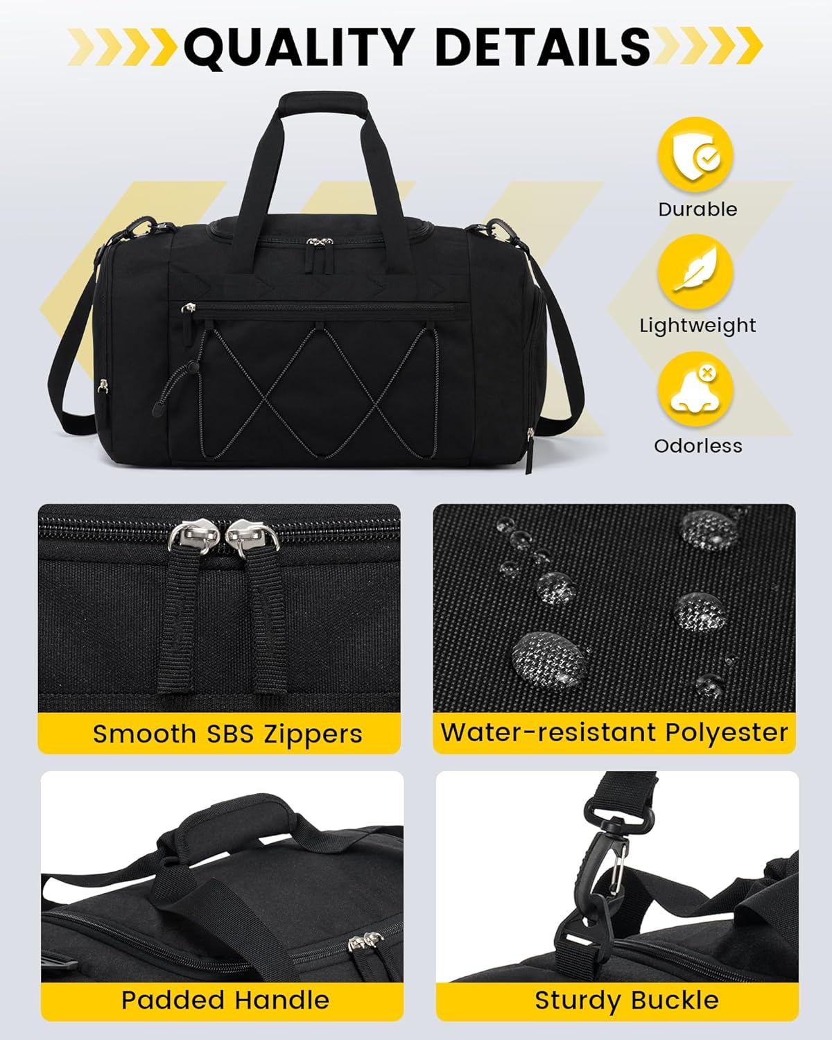 adjustable web strap and zip closure