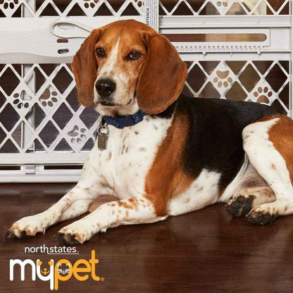 MYPET North States Paws Portable Pet Gate for Doorways - Pressure-Mount No-Drill Barrier for Small Dogs and Puppies