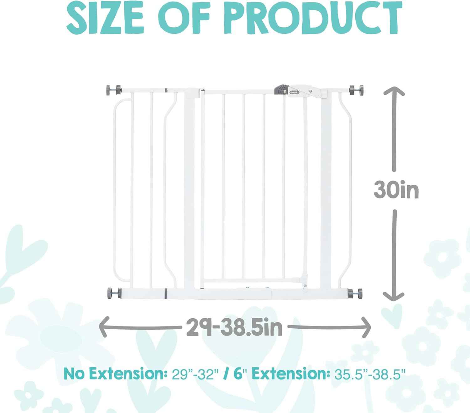 Regalo Baby Gate with Door in White – Modern Pressure Mounted Safety Gate that Blends with Doorways, Hallways and Staircases