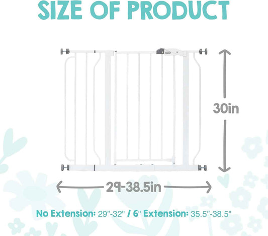 Regalo Baby Gate with Door in White – Modern Pressure Mounted Safety Gate that Blends with Doorways, Hallways and Staircases