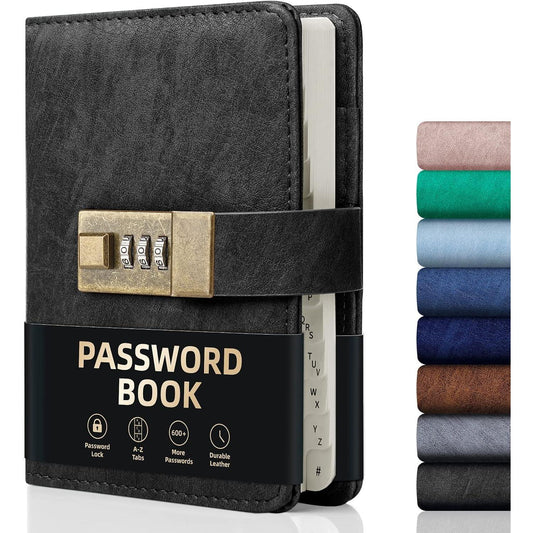 WEMATE_Password_Book_with_Lock,_Password_Book_with_Alphabetical_Tabs_600+_Password_Spaces,_Password_Logbook_with_Lock,_Password_Keeper_for_Computer_4.33_X_6.18_Inch