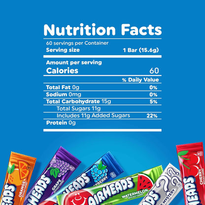Airheads_Candy_Bars,_Variety_Bulk_Box,_Chewy_Full_Size_Fruit_Taffy,_Gifts,_Holiday,_Parties,_Concessions,_Pantry,_Non_Melting,_Party,_60_Individually_Wrapped_Full_Size_Bars_Snack_Bonbon_Sweet_Watermelon