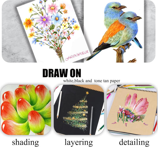 KALOUR_Colored_Pencils_for_Adult_Coloring_Books,_Soft_Core,Ideal_for_Drawing_Blending_Shading,Color_Pencils_Set_Gift_for_Adults_Beginners