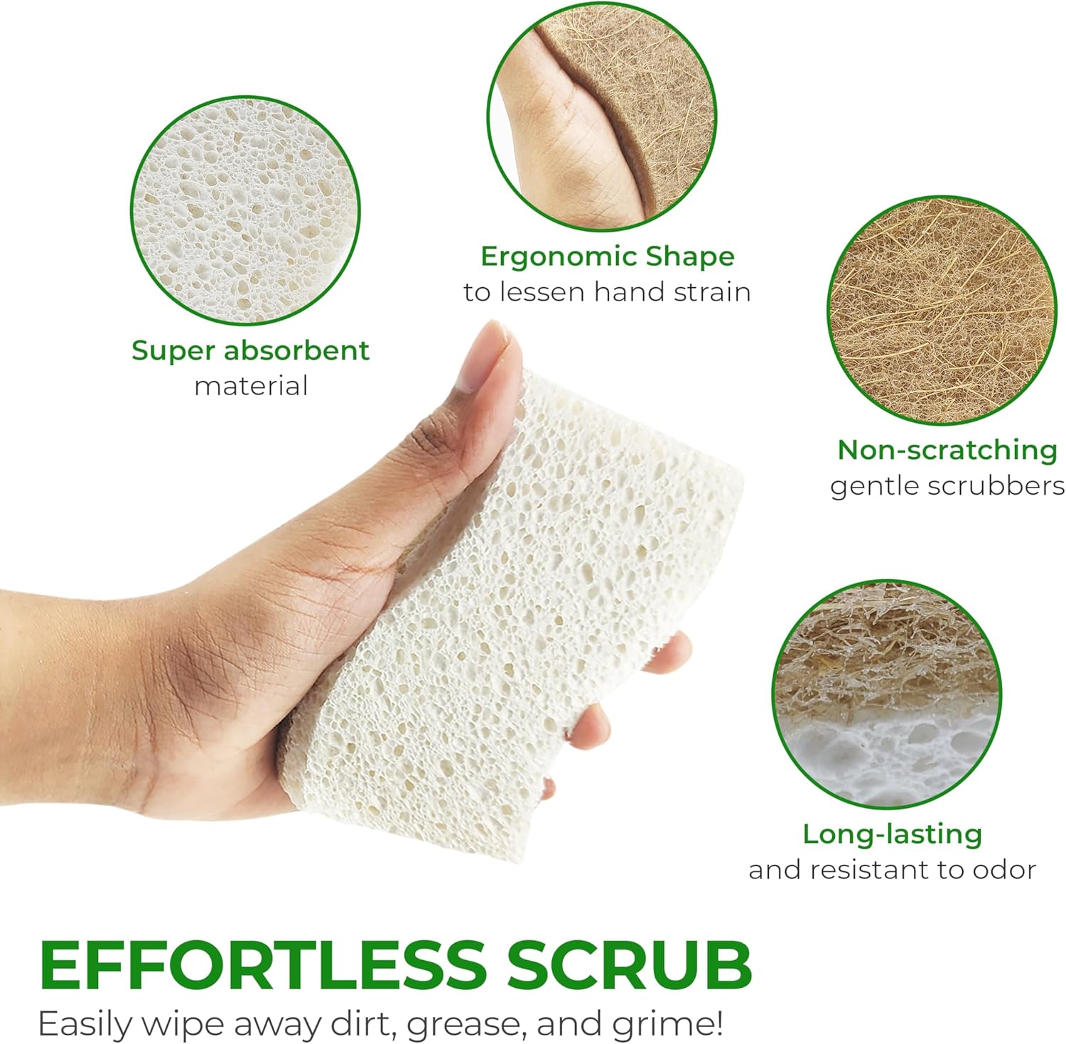 AIRNEX Travel Dish Sponge for Outdoor Dining, Biodegradable Cellulose Scrubber