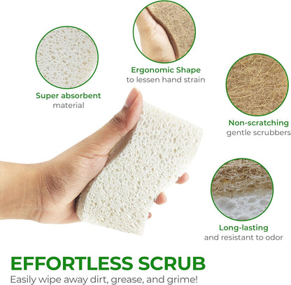 AIRNEX Travel Dish Sponge for Outdoor Dining, Biodegradable Cellulose Scrubber