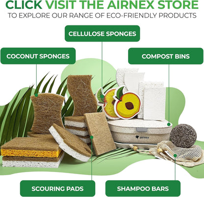 AIRNEX Travel Dish Sponge for Outdoor Dining, Biodegradable Cellulose Scrubber