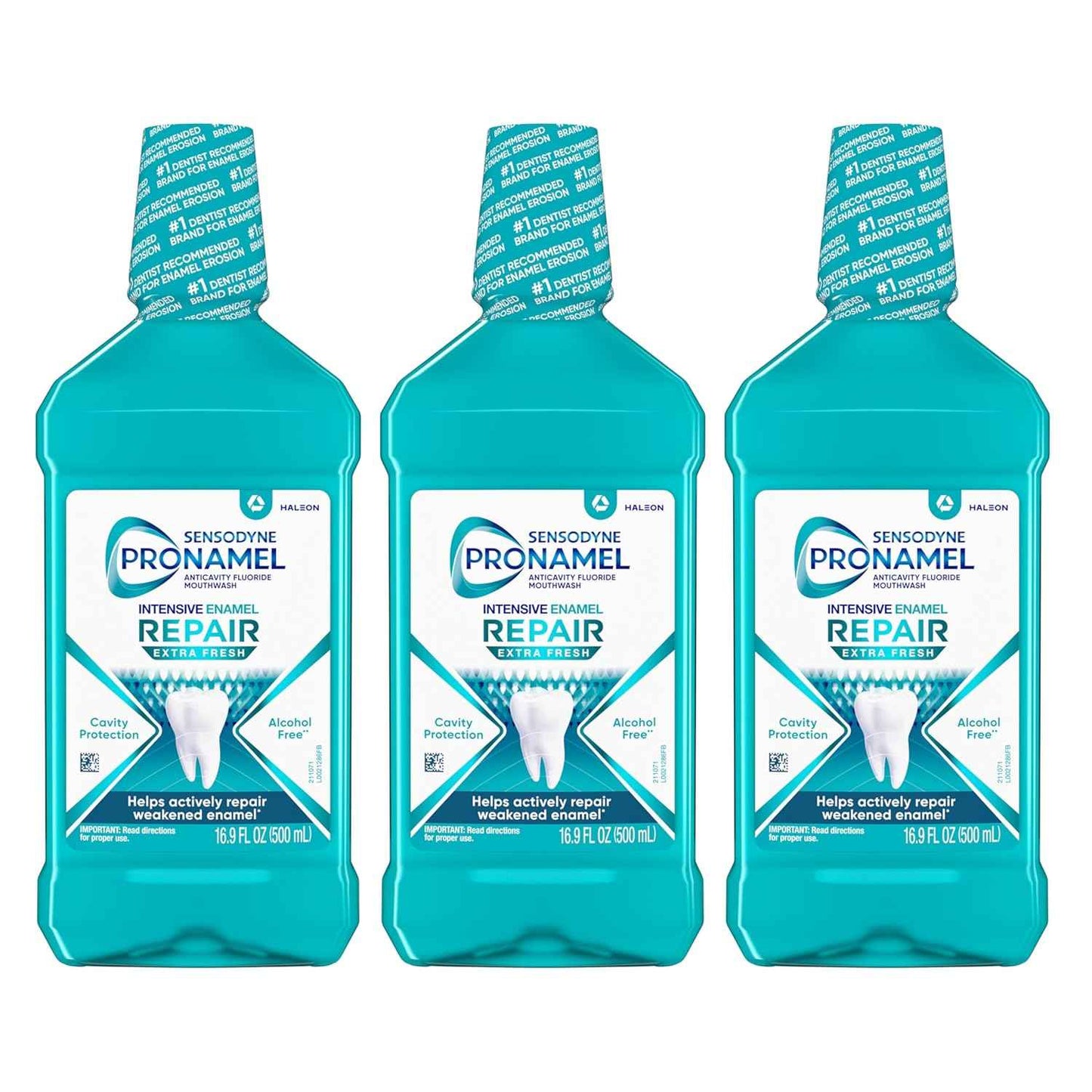 Sensodyne Pronamel Alcohol-Free Mouthwash – Enamel Repair Rinse for Nightly Self-Care Ritual, Extra Fresh 16.9 fl oz (3 Pack)
