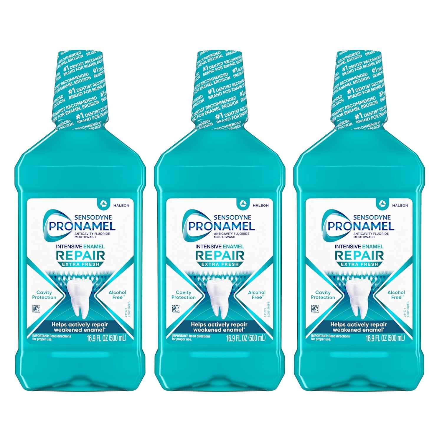 Sensodyne Pronamel Alcohol-Free Mouthwash – Enamel Repair Rinse for Nightly Self-Care Ritual, Extra Fresh 16.9 fl oz (3 Pack)