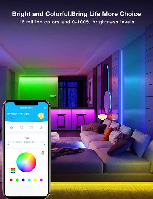 DAYBETTER LED Strip Lights Housewarming Gift – 16 Million Color WiFi Smart Light with Music Sync for Any Room