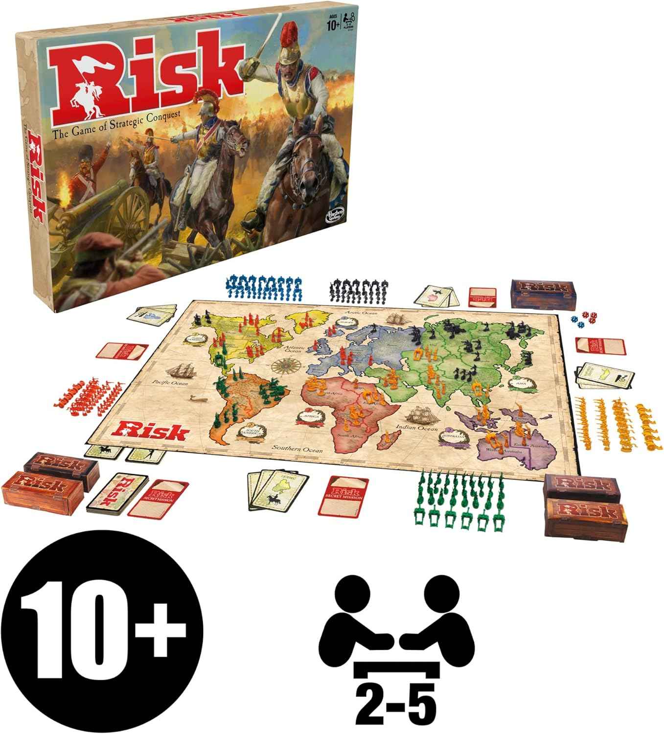 Risk Board Game – Iconic Birthday Gift for Strategy Lovers Ages 10 and Up, 2-5 Players