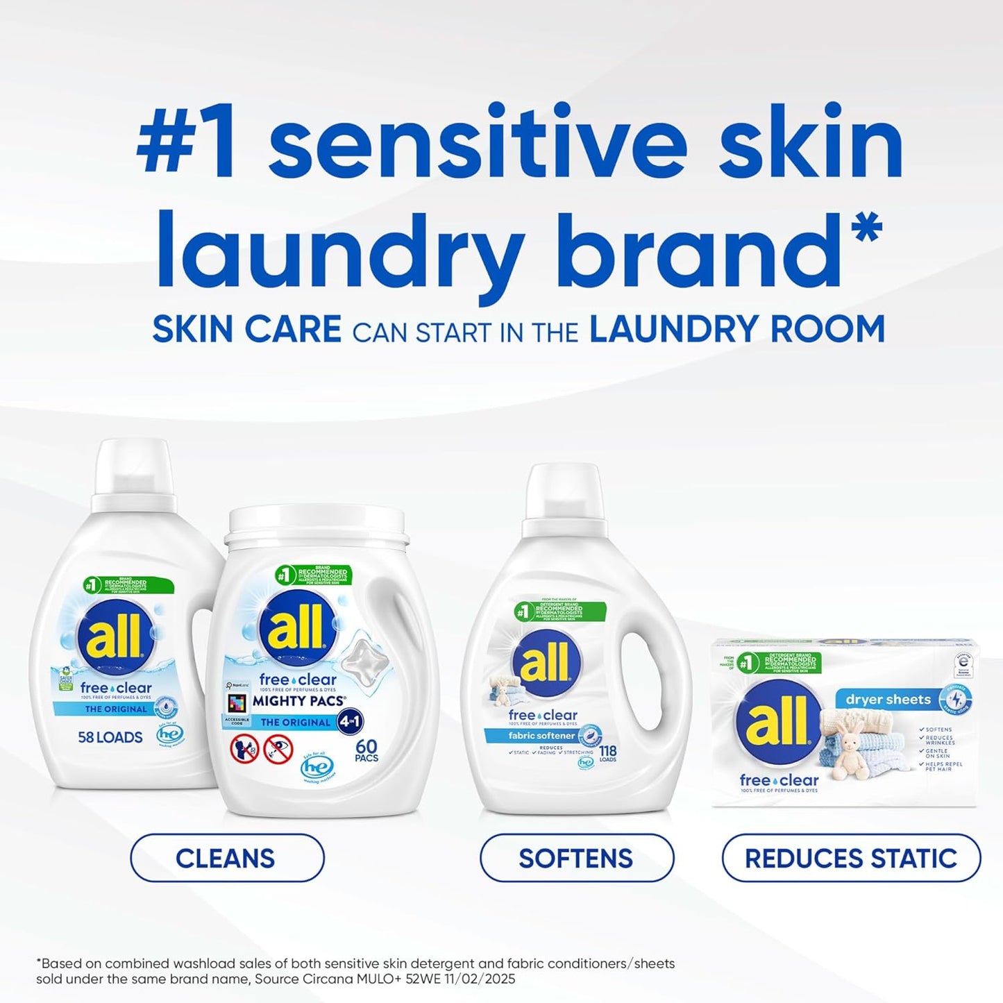 All Mighty Pacs Laundry Detergent – Dye-Free and Perfume-Free Formula for Allergy-Safe Family Laundry