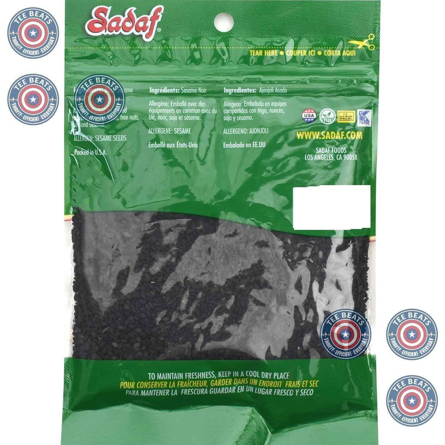 Sadaf Black Sesame Seeds - Thoughtful Gourmet Pantry Gift for Home Cooks and Foodie Friends, 3 oz Resealable Bag