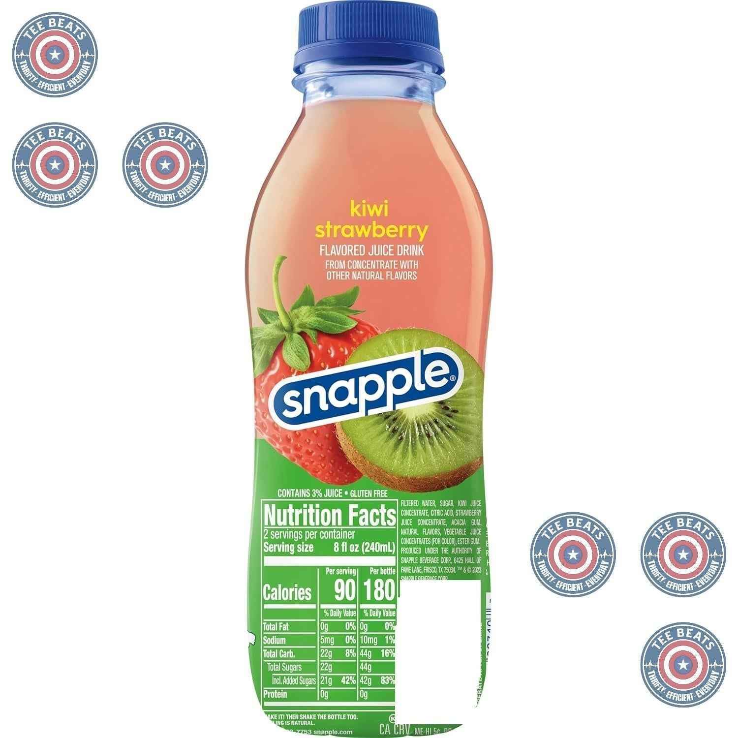 Snapple Kiwi Strawberry Juice Drink 16oz Bottles Pack of 12 - All Natural Better for You Pantry Staple for Health Conscious Families