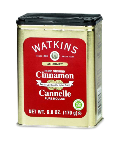 Watkins Gourmet Pure Ground Cinnamon Tin – Single-Ingredient Pantry Essential for Uncluttered Kitchens, 6 oz Tin